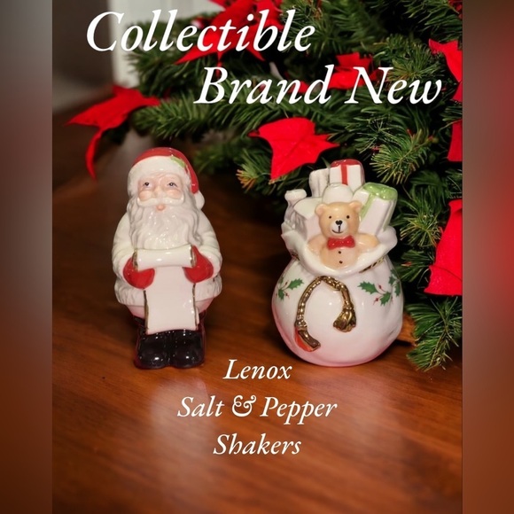 Brand New Lenox “Checking It Twice” Salt & Pepper Shakers Christmas Santa - Picture 1 of 8
